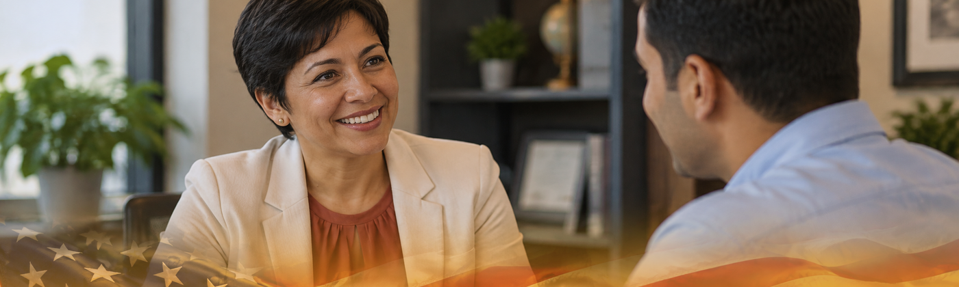 Dallas immigration attorney consulting with a client about an O-1 or P visa